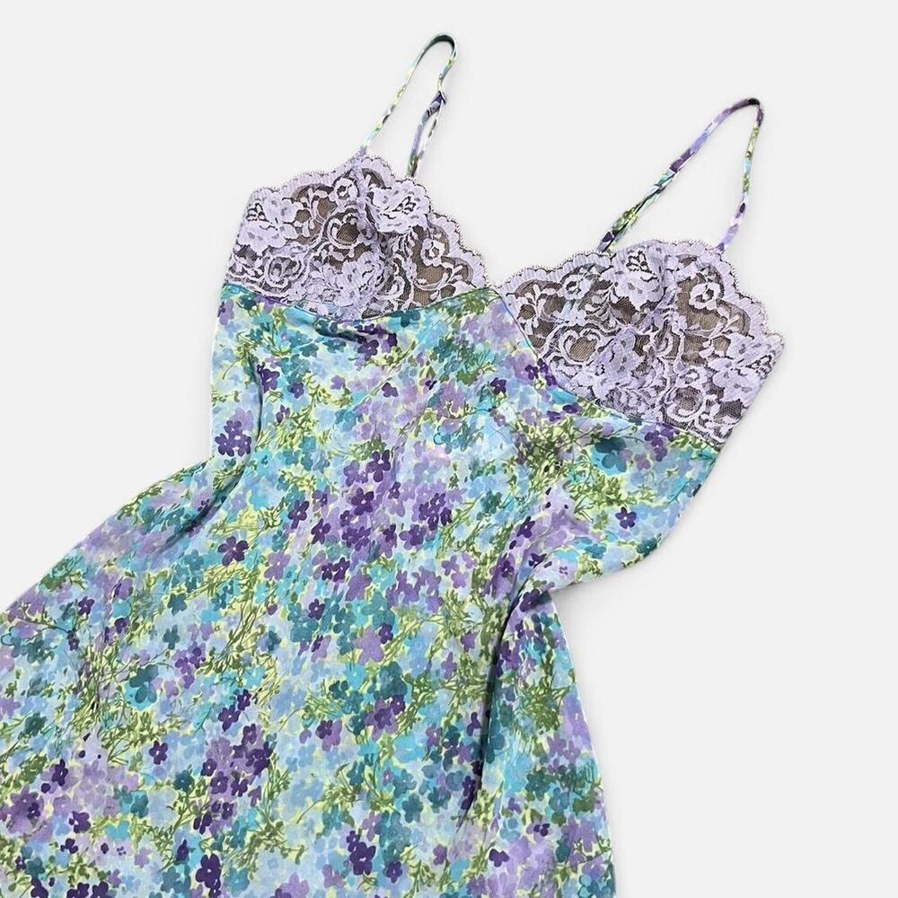 VTG Y2K Victoria's Secret Pastel Floral Spring Lace Tie Back Babydoll Slip S - Picture 2 of 8